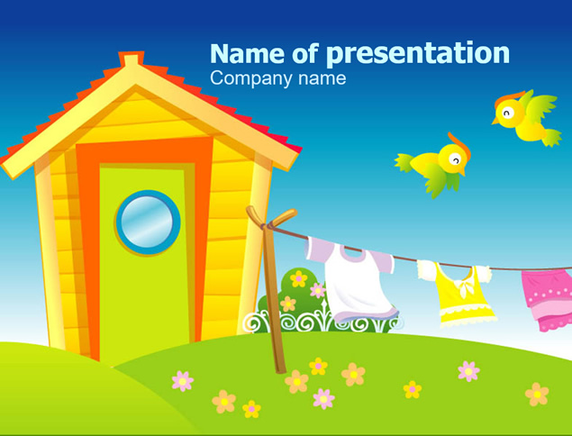 欢快的鸟儿 可爱的小屋――儿童节卡通版PPT模板